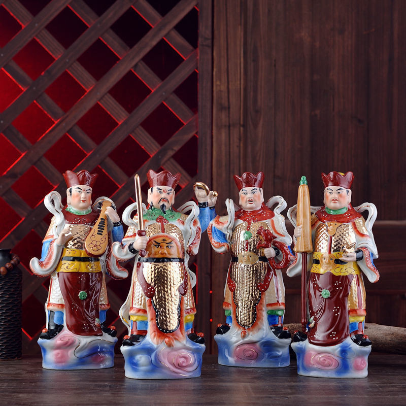 12-32 inch painted ceramic Buddha statue of Tota Li Tianwang with decorative art