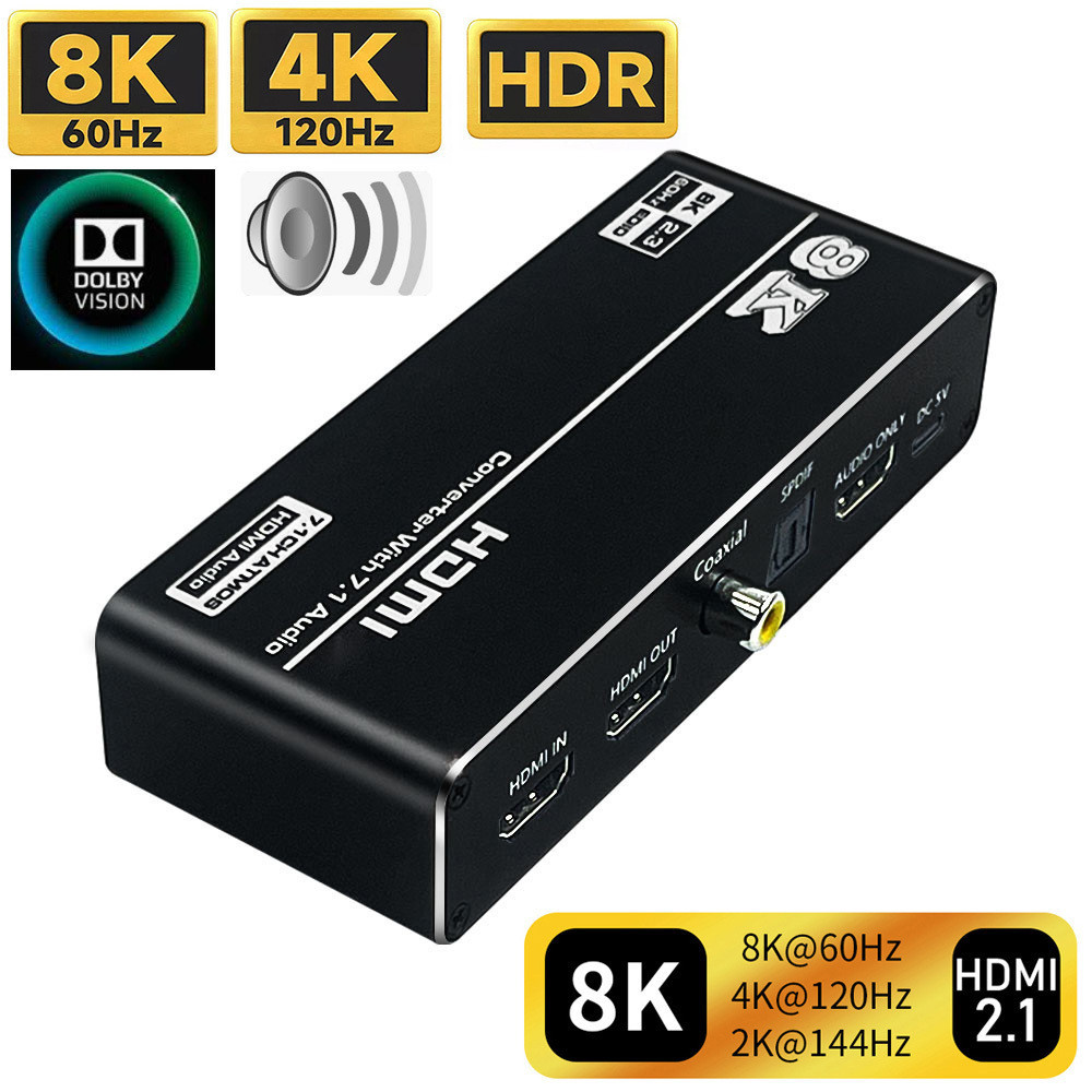 Hdmi Audio Extractor 4K 120Hz 8K 60Hz HDMI Video Splitter Audio Converter Receiver Dolby Atmos สําหร