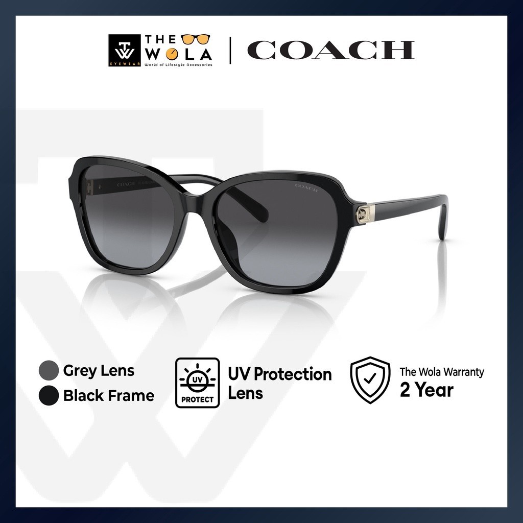 Coach แว่นตากันแดด กรอบไม่สม่ําเสมอ สีดําอะซิเตท สําหรับสตรี - HC8349U