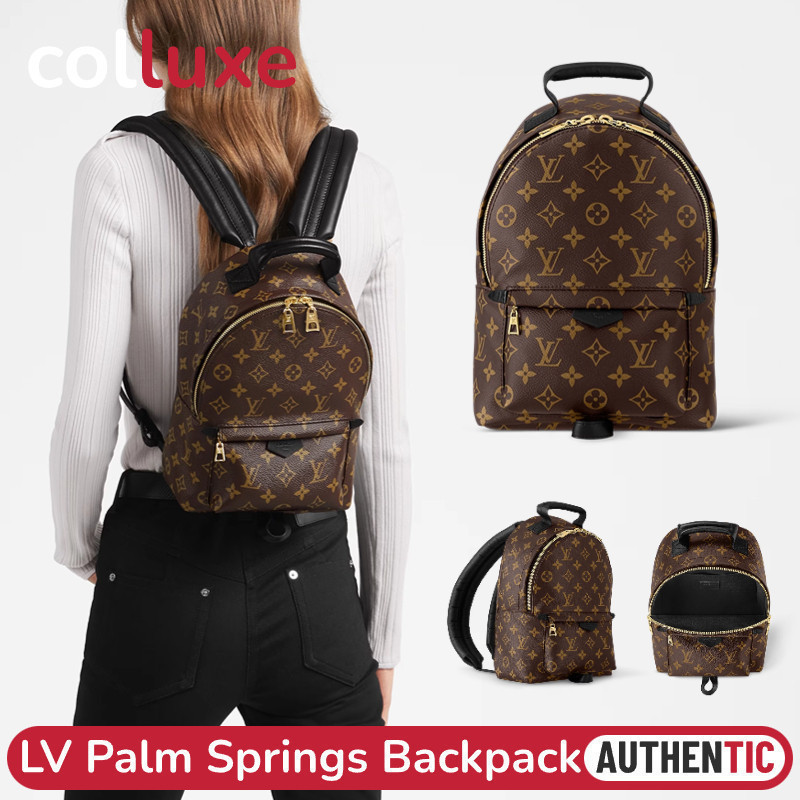 กระเป ๋ า LV Louis Vuitton Palm Spring Backpack Mini PM และ MM Logo Canvas Women 's 23E5