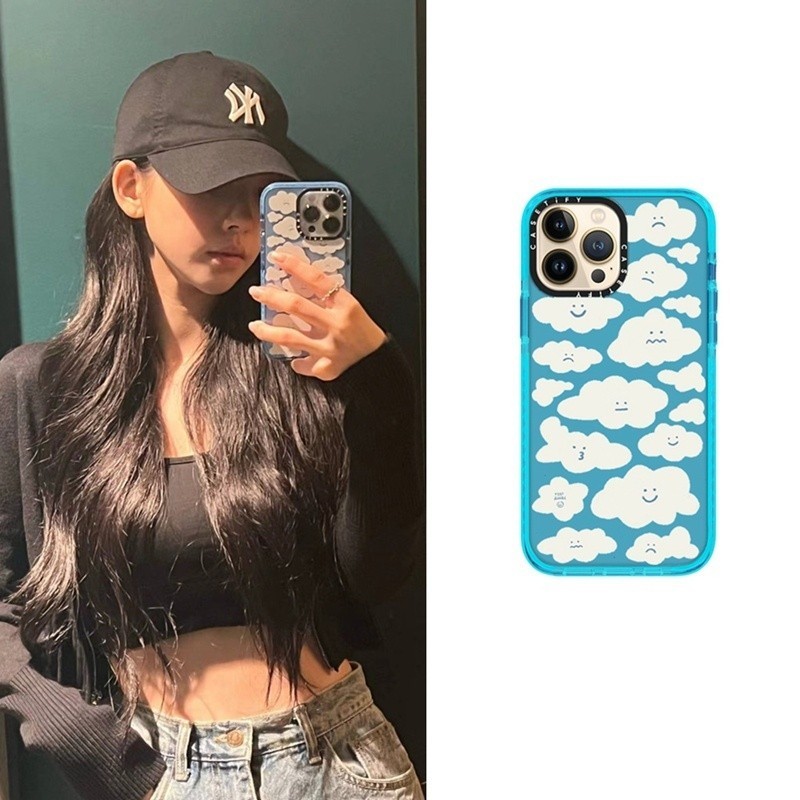 Casetify Aespa KARINA Blue Cloud Impact ซิลิโคนนุ่ม TPU สําหรับ IPhone 15 XR 11 12 13 14 Plus Pro Max ปลอก