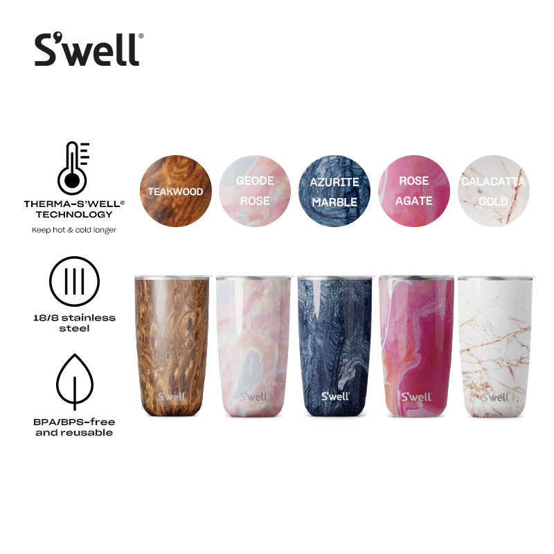 Swell 18/8 Stainless Steel Triple Layered Lid Tumbler with Therma-S’well Technology - Core Collectio