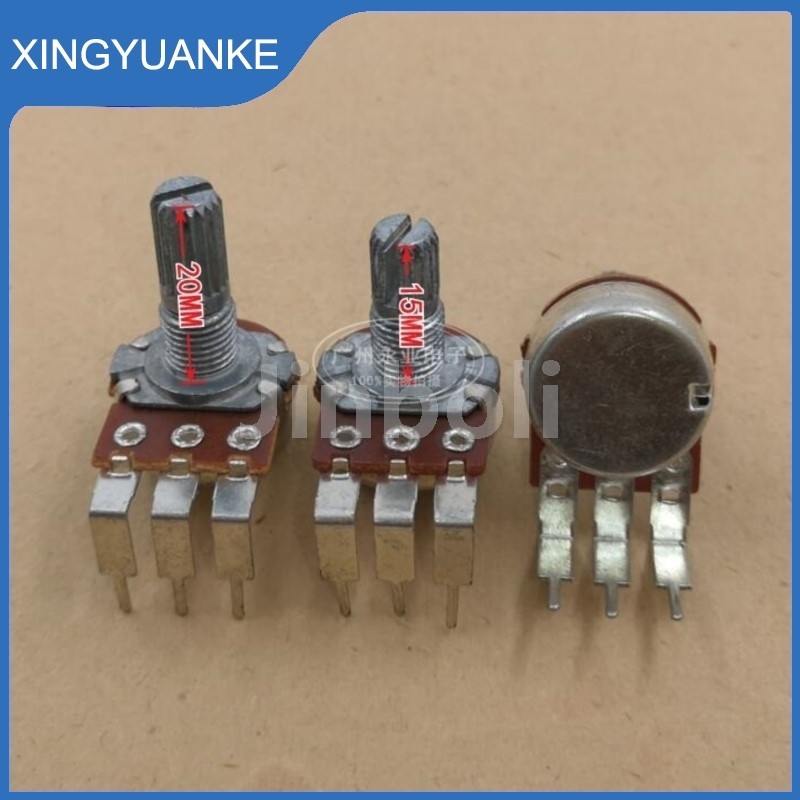 3pcs WH148 16 ประเภทเดี่ยว Big Bend เท้า 3Pins B10K B103 เครื่องขยายเสียงปรับระดับเสียง Potentiometer Shaft ความยาว 15/20 มม.