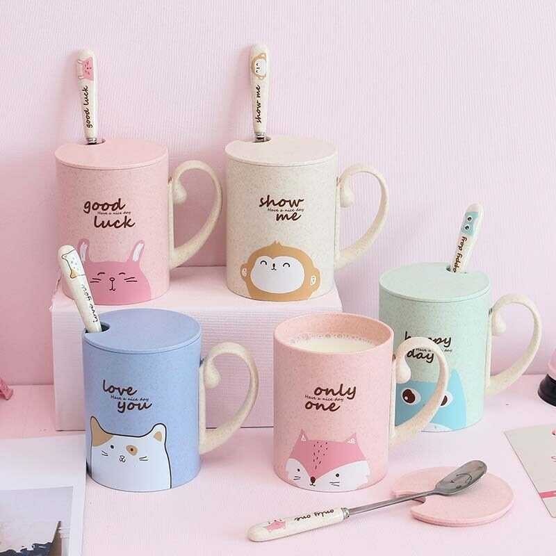Kids 【hot】 Lovely 450ml the Rabbit Monkey Milk Cups Coffee Water Cup Drinkware Cute Cartoon Mug w