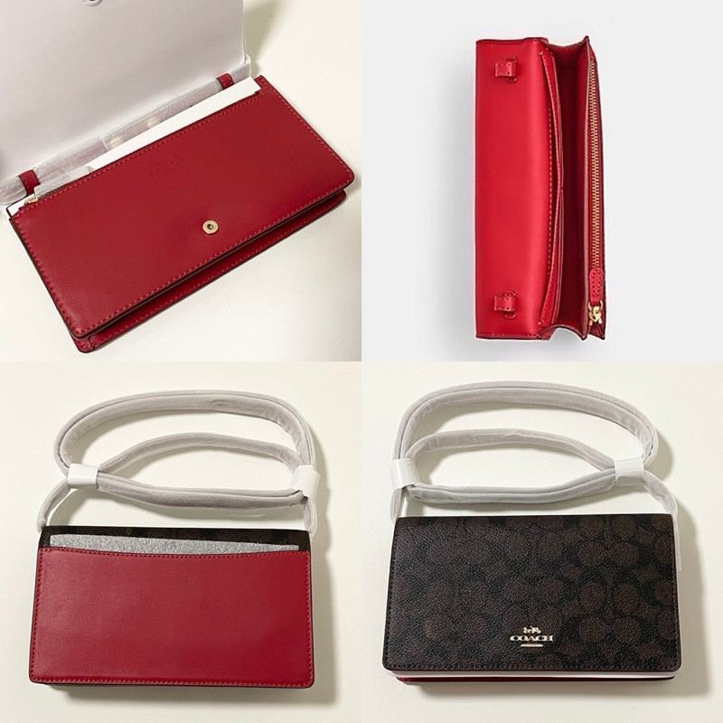 ♞,♘ (สด-ผ่อน)  CX598 / C5887 ANNA FOLDOVER CLUTCH CROSSBODY IN COLORBLOCK WITH HORSE AND CARRIAGE v