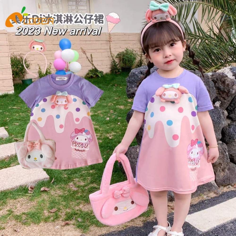 Lober ชุดเจ้าหญิง Melody สไตล์ไอศกรีม Sanrio สําหรับเด็กผู้หญิง ชุดคุโรมิเด็ก