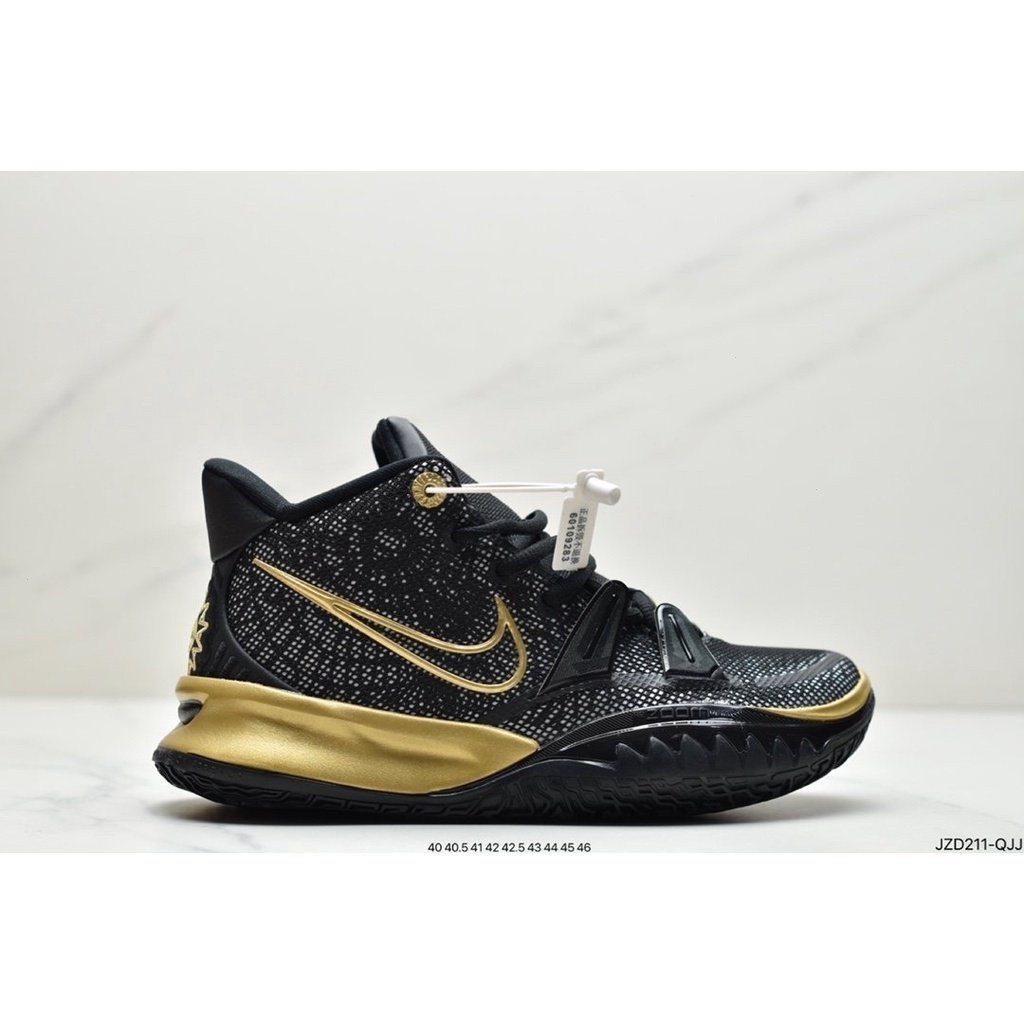 Nike Kyrie 7 รองเท้าผ้าใบ รองเท้าบาสเก็ตบอล สีดํา สีทอง สําหรับผู้ชาย