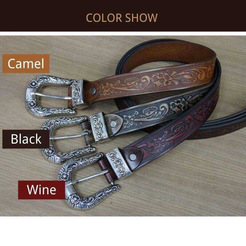 9 100% Cowhide Genuine Leather Belt Vintage British Cowboy Waistband