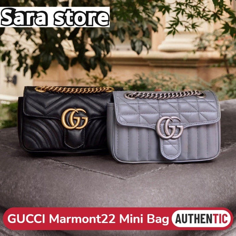 ♞,♘,♙กุชชี่ Gucci GG Marmont 22 Mini Bag 22cm กระเป๋าสายโซ่ผู้หญิง