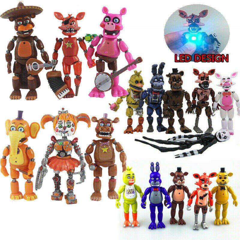 FNAF Five Nights At Freddy's Nightmare Freddy Chica Bonnie Funtime Foxy PVC Action Figures Toys 6Pc