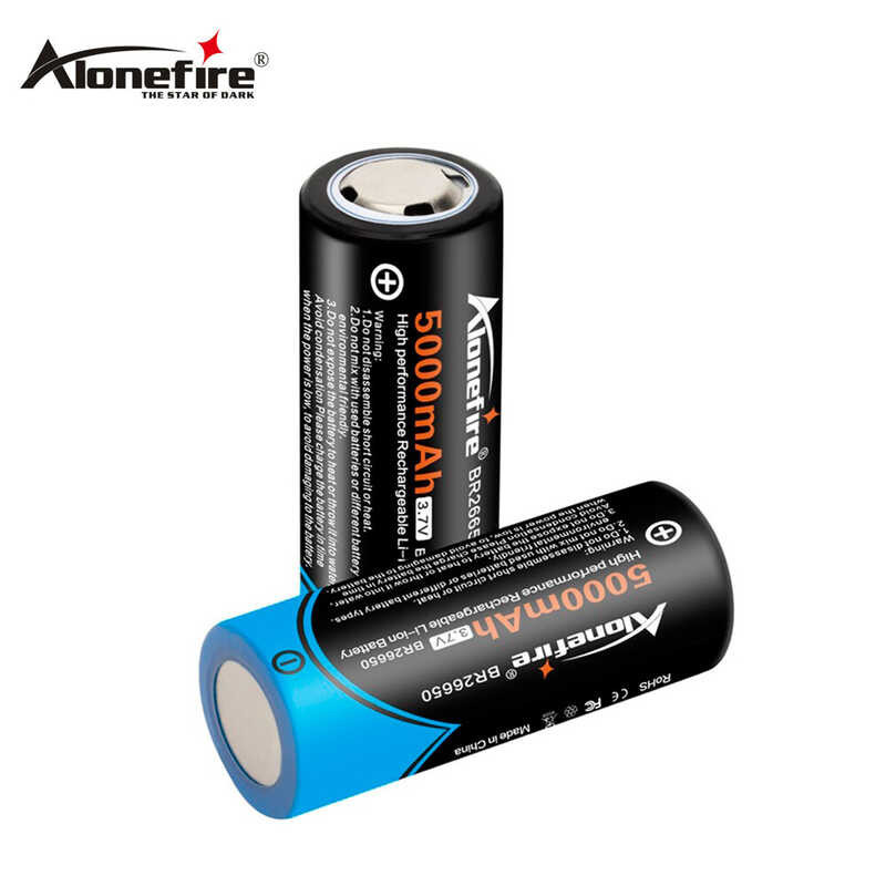 Alonefire 26650 Rechargeable Battery 3.7V-4.2V 5000Mah Li-Ion Lithium Battery