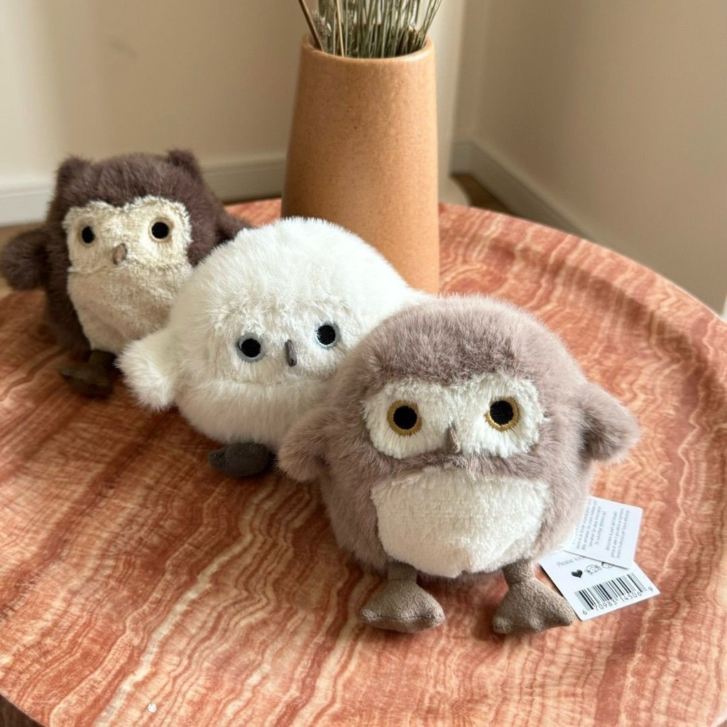 Jellycat สินค้าใหม่ Owl Baby Cub ตุ๊กตาของเล่นตุ๊กตา Tricolor Coffee สีน้ําตาลของขวัญน่ารัก