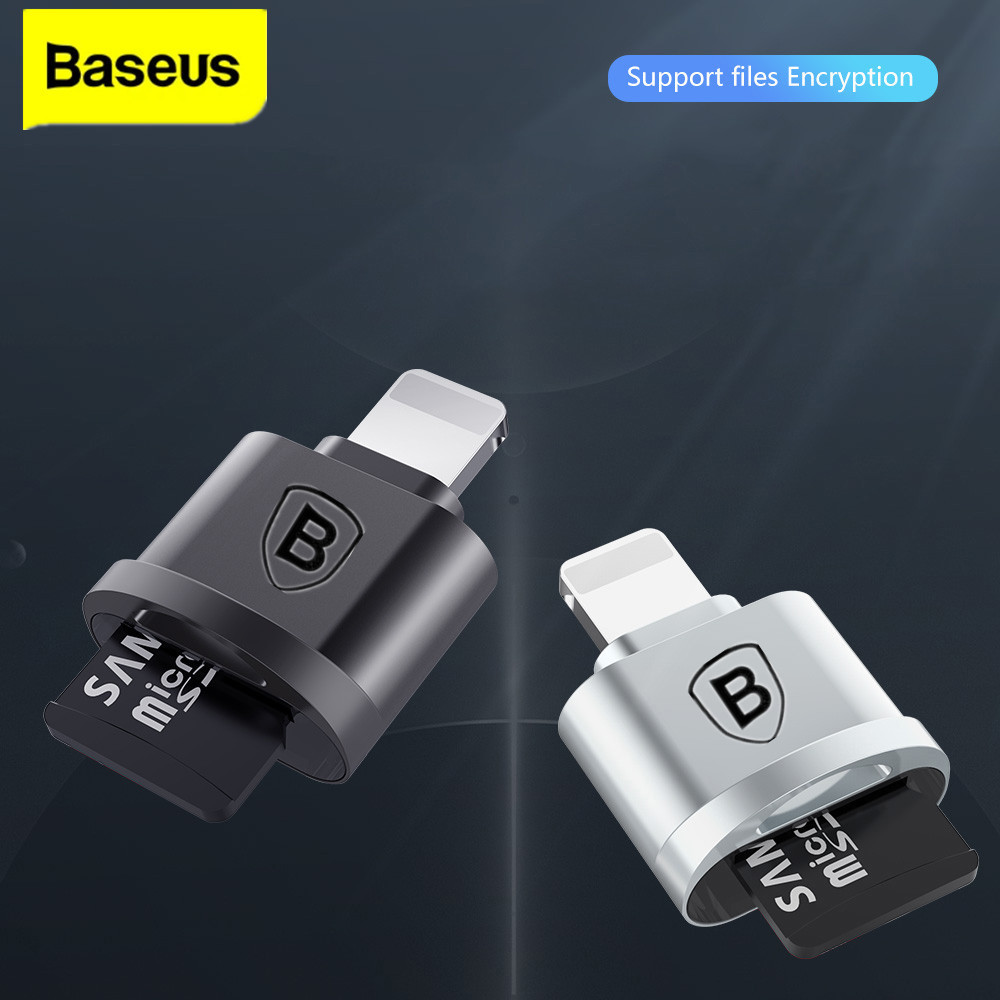 Baseus Mini Micro SD TF Card Reader อะแดปเตอร์ 8 Pin OTG เครื่องอ่านการ์ดหน่วยความจําสําหรับ iPhone
