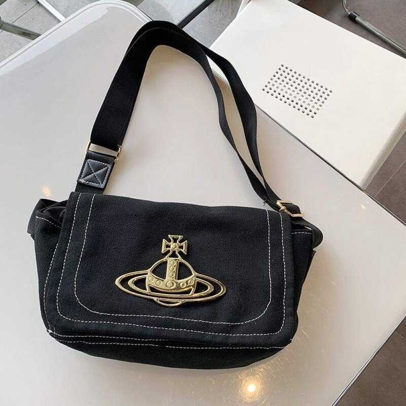 ❤ ของแท้ 100% New Vivienne Westwood Bag กระเป๋าผ้าใบ/กระเป๋าสะพาย/