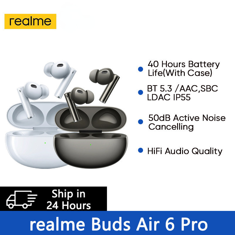 Realme Buds Air 6 Pro True 50dB Deep Sea ลดเสียงรบกวน 2.0 Bluetooth 5.3 หูฟังไร ้ สาย