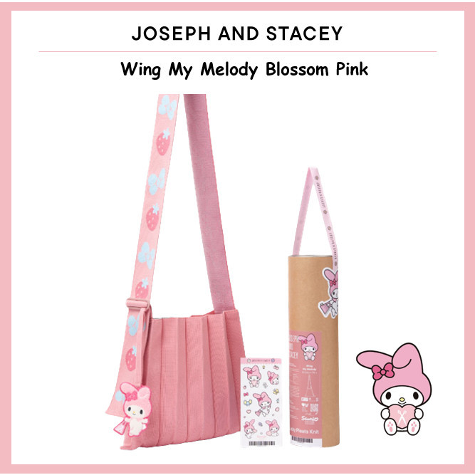 [Joseph X stacey] Joseph&stacey sanrio กระโปรงพลีท ผ้าถัก ลาย My Melody Blossom สีชมพู