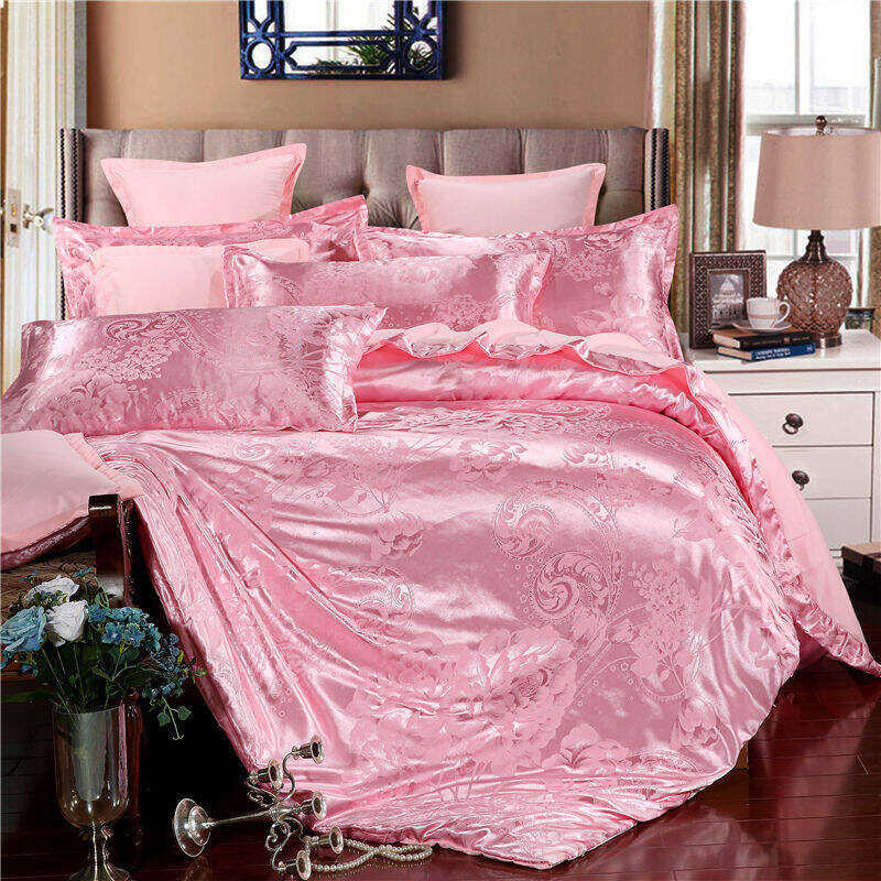 Style High-end European Jacquard Set, 6-foot Satin Sheet 4-piece Double Bed Set