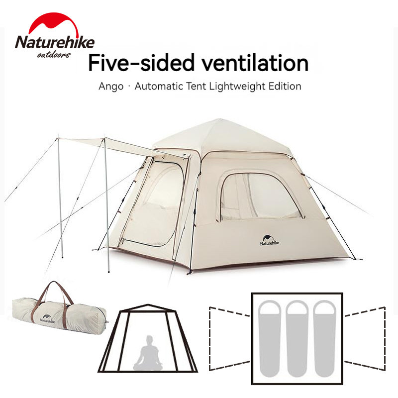 Naturehike Lightweight Ango Automatic Tent 3 People Dome Tent Cabin Family Camping Travel 210T Cloth Easy Setup