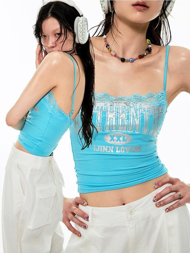 Shanmieleng อเมริกันสาวร้อนลูกไม้ Camisole ผู้หญิงฤดูร้อนสไตล์ใหม่ Slim-fit Slimmer ดูสั้นสไตล์ด้านใน Bottoming เสื้อด้านบน