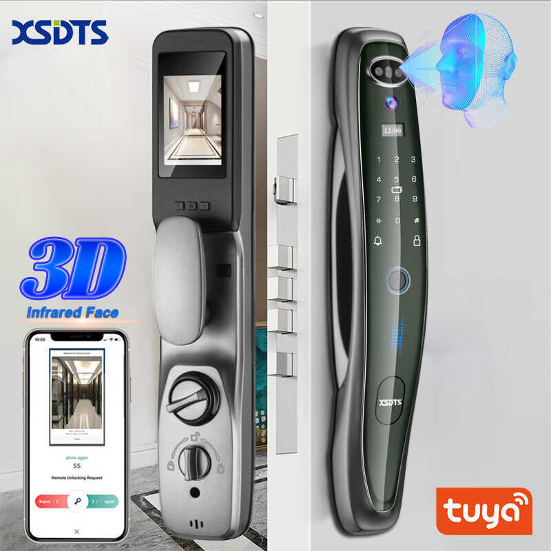 WiFi Tuya XSDTS 3D Door Security Face & Camera Monitor Intelligent Smart Lock Fingerprint Password
