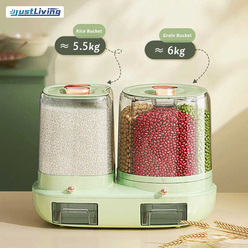 1ชิ้น5ลิตรถังข้าวสาร JustLiving + 6L 360 °