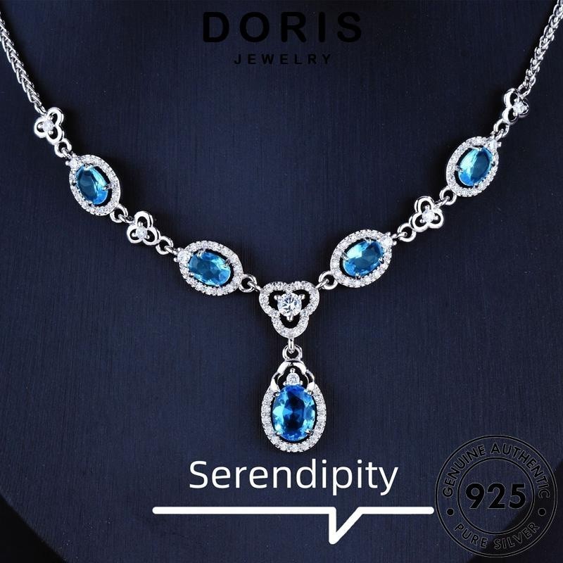 Doris JEWELRY สร้อยคอทรงกลมหรูหราดั้งเดิม 925 เงินผู้หญิงมรกต N1351-F01