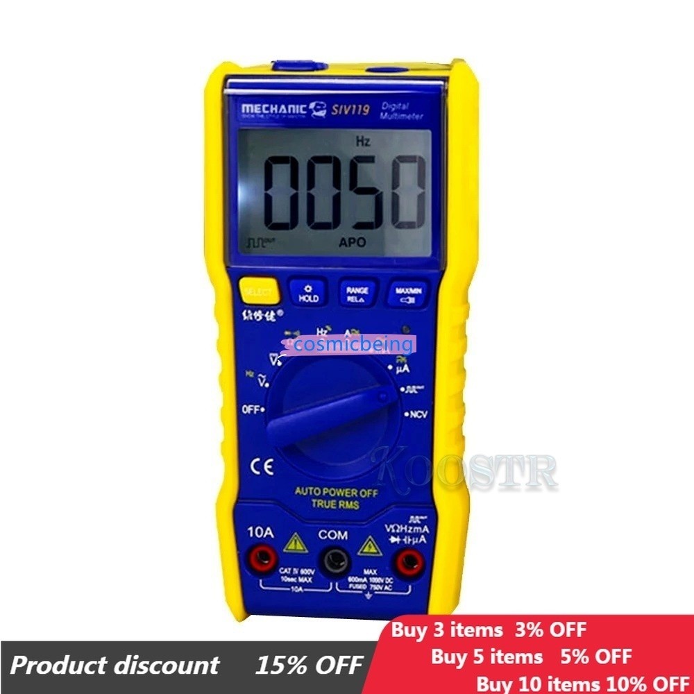 Mechanic SIV119 เครื่องมัลติมิเตอร์ดิจิทัล แอมมิเตอร์ แบบพกพา ความแม่นยําสูง