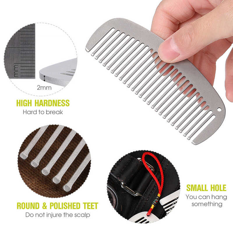 ❤ Lixada Titanium Anti-Static Hair Beared Pocket Comb