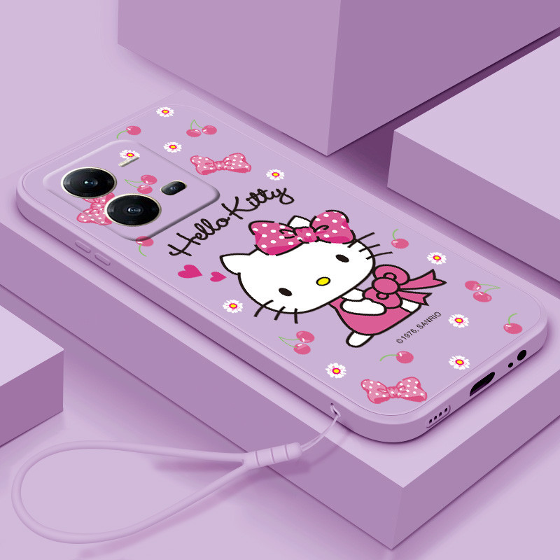 Hello Kitty Vivo V25 V25 Pro V27 V27 Pro V27E V29 5G เคสโทรศัพท์การ์ตูนใช้งานร่วมกับปลอกซิลิโคนกันกระแทกFall Soft TPU Cover