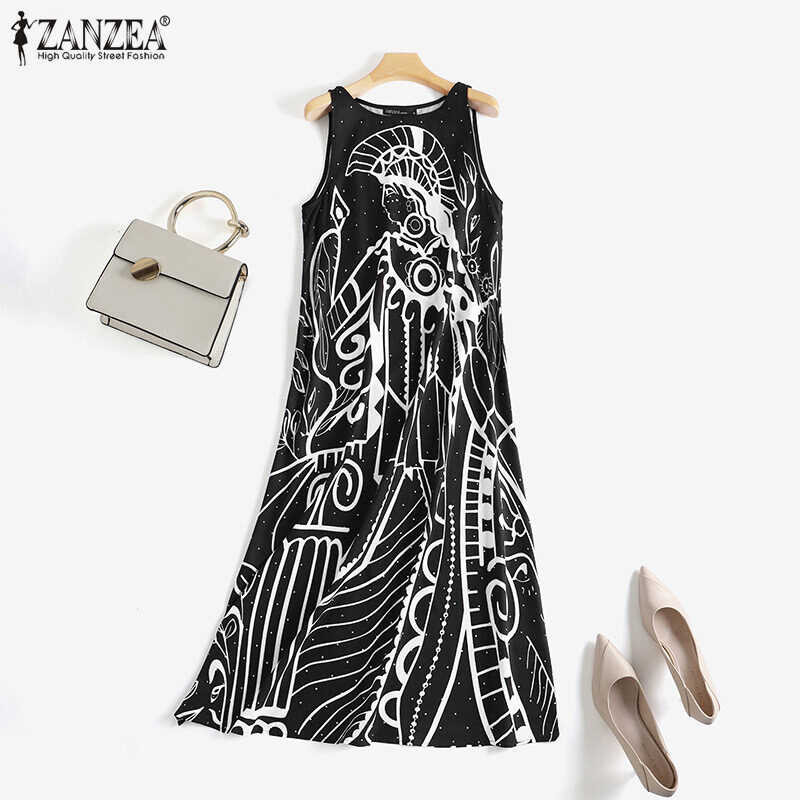 ❤ [ชุดเดรสผู้หญิง] Hijabfab ZANZEA Muslimah ชุดเดรสโบฮีเมียนสำห