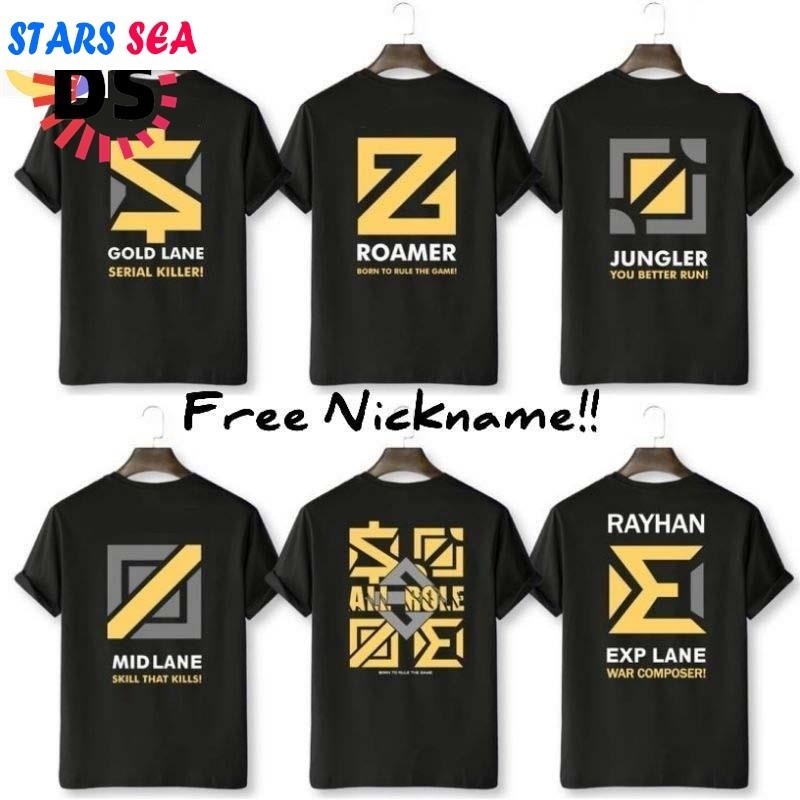 Kaos เสื้อยืดเกม Mobile Legend บทบาททั้งหมด Baju ML MLBB Distro Tops ผู้ชายผู้หญิง