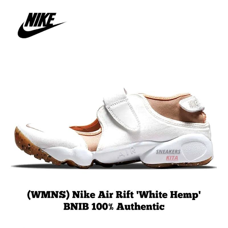 [WMNS ] Nike Air Rift White Hemp Sandals DM9645-100 100 % Authentic/Nike Rift Slip On Shoes/Nike Ri