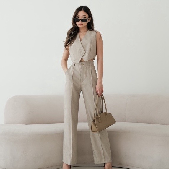 Super TAVIA KHLOE VEST SET ชุดสตรีเสื ้ อผ ้ าชุดกางเกงผู ้ หญิงชุดสตรี VEST VEST ผู ้ หญิง BLAZER