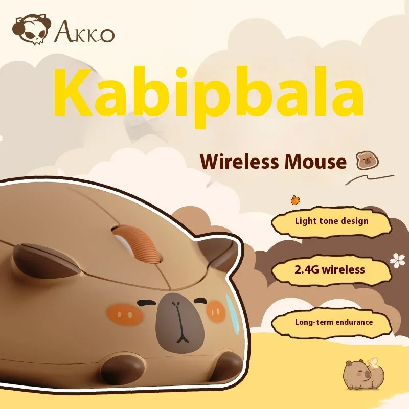 เมาส์ออปติคอลคอมพิวเตอร์ AKKO Capybara Cat Hamster Theme เมาส์ไร้สาย 2.4GHz น่ารักการ์ตูน Creative Silent Mice Ergonomic Gaming Mouse Mute สําหรับแล็ปท็อป PC Office Notebook - รูปที่ 2
