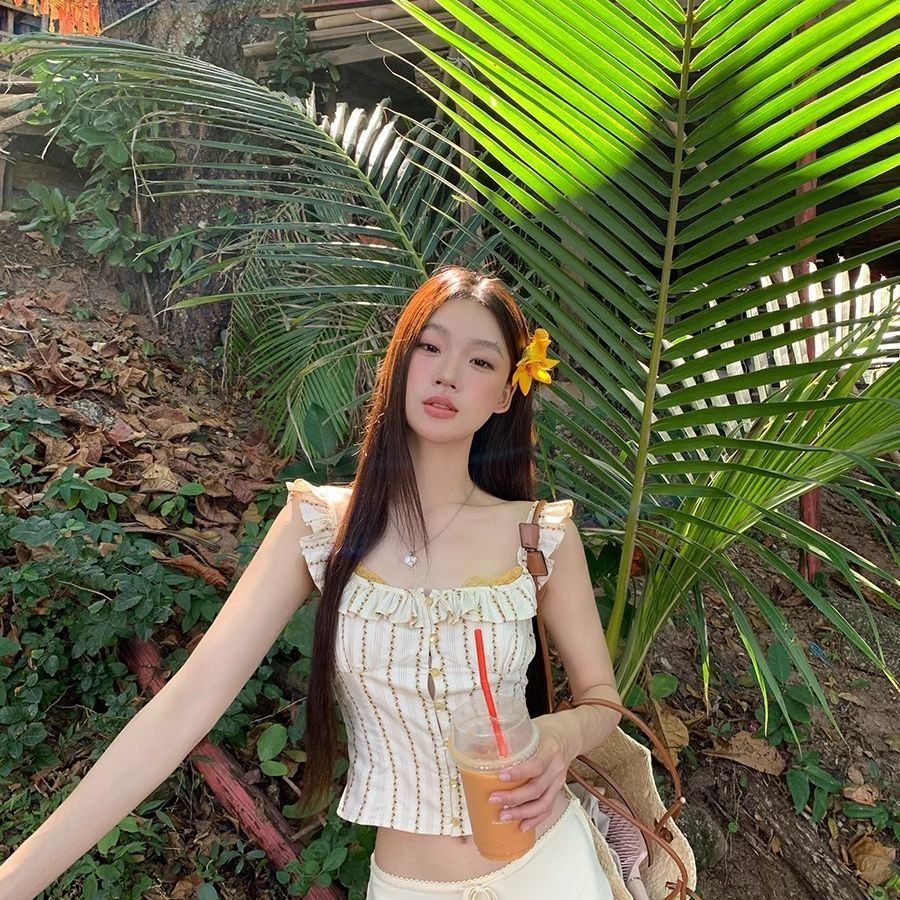 เสื้อชั้นในสตรี ด้านในของผู้หญิงอารมณ์ฝรั่งเศสซอกออกแบบเสื้อแขนกุดสั้นชุดสองชิ้น