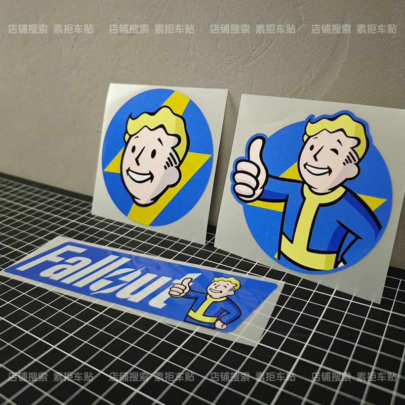 Fallout Game Car Stickers Fallout Cartoon Character Electric Motorcycle Stickers Retro Waterproofสะท้อนแสงสติ๊กเกอร์