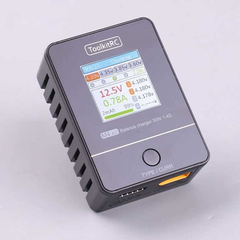 Toolkitrc M4ac 30W 2.5A TFT นิ้วหน้าจอ LCD สี BALANCE Charger Discharger 2S -4S Lipo สําหรับ