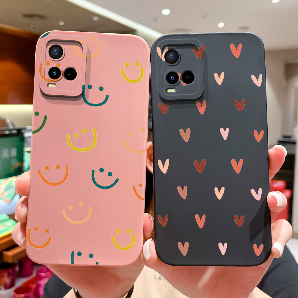 สําหรับVivo Y33s Y21 Y21s Y32 Y21t Y33t Y21a Y21G T1x 4Gปลอกหมีน่ารักสีสันLove Heart Squareทนทานเคสโ