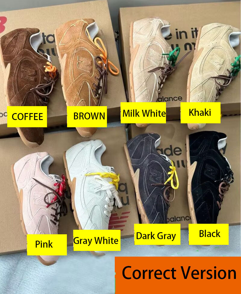 Swfk~ MIU Co Branded 530 รองเท้ากีฬาหนังสีน้ําตาลรองเท้าฝึกเยอรมันผู้หญิง Lace Up รองเท้าลําลองคู่