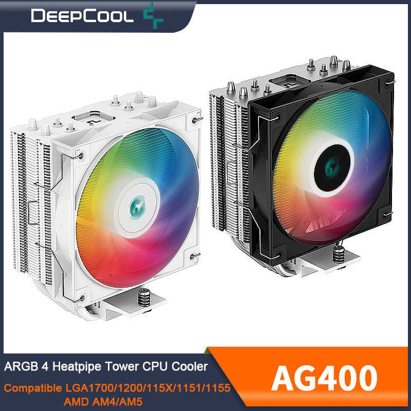 DEEPCOOL Ag400 Air 4 Heat Pipe ARGB PWM Processador CPU Cooler For Lga1700 1200 115X 1151 1155 AMD A