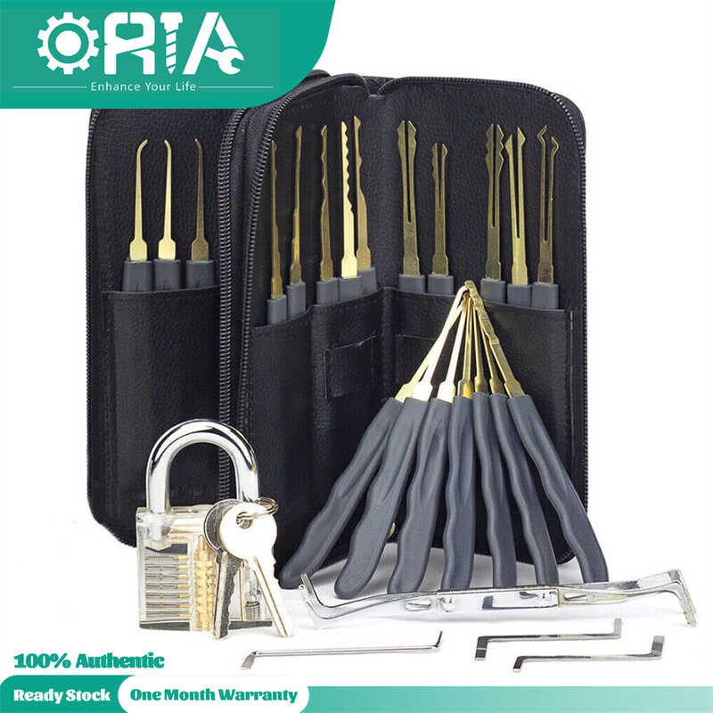 ORIA 24Pcs Lock Repair Tools Portable Lock Pick Set Stainless Steel, Come With Transparent Practice