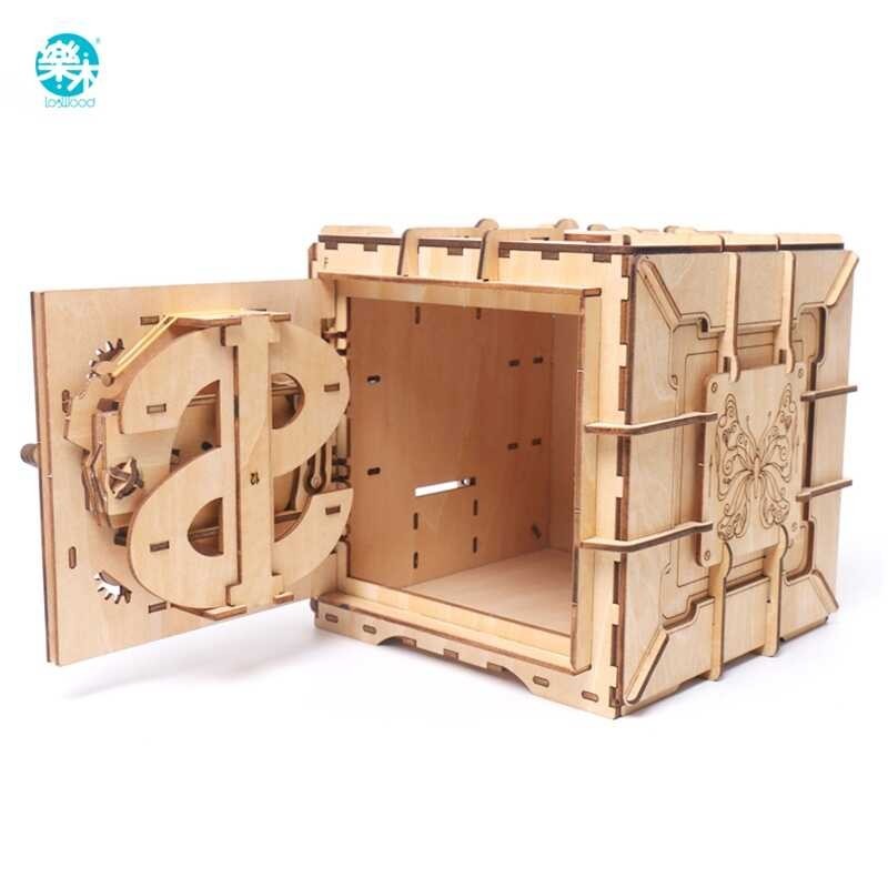 3D Puzzles Wooden Password Treasure Box Mechanical Transmission Puzzle Ukraine UGEARS Model Valenti