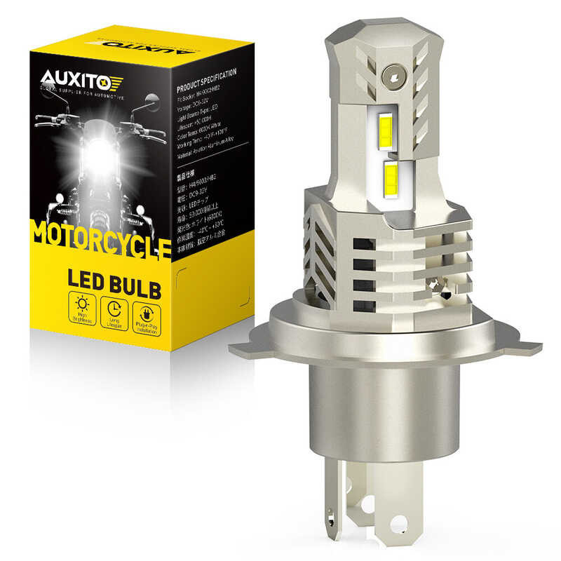 AUXITO 1ชิ้นไฟฟน้า LED สำหรับ H4ไฟมอเตอร์ไซด์ H4 Hi/Lo รถจักรย