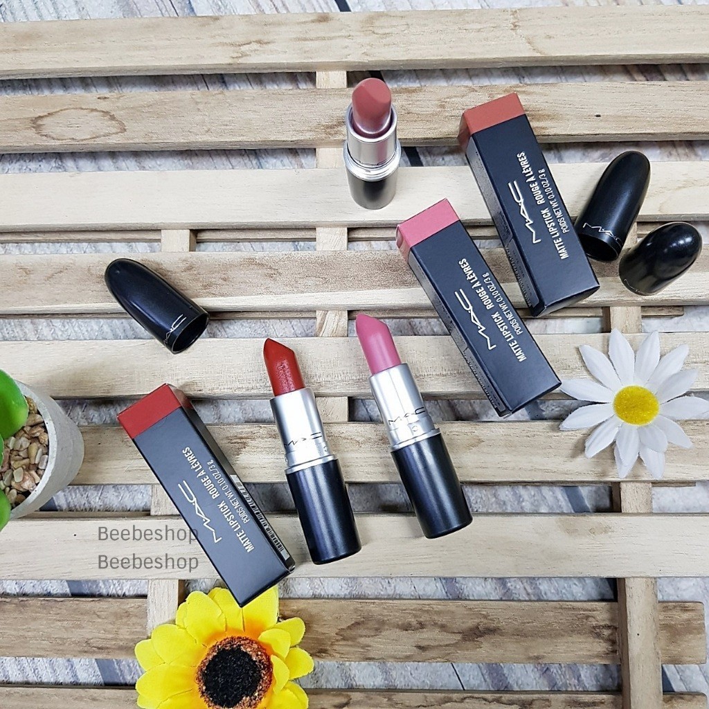 ♞,♘,♙MAC Matte Lipstick 3g ลิปสติกเนื้อแมท สี Velvet Teddy ,Chili ,Please Me ,Marrakesh