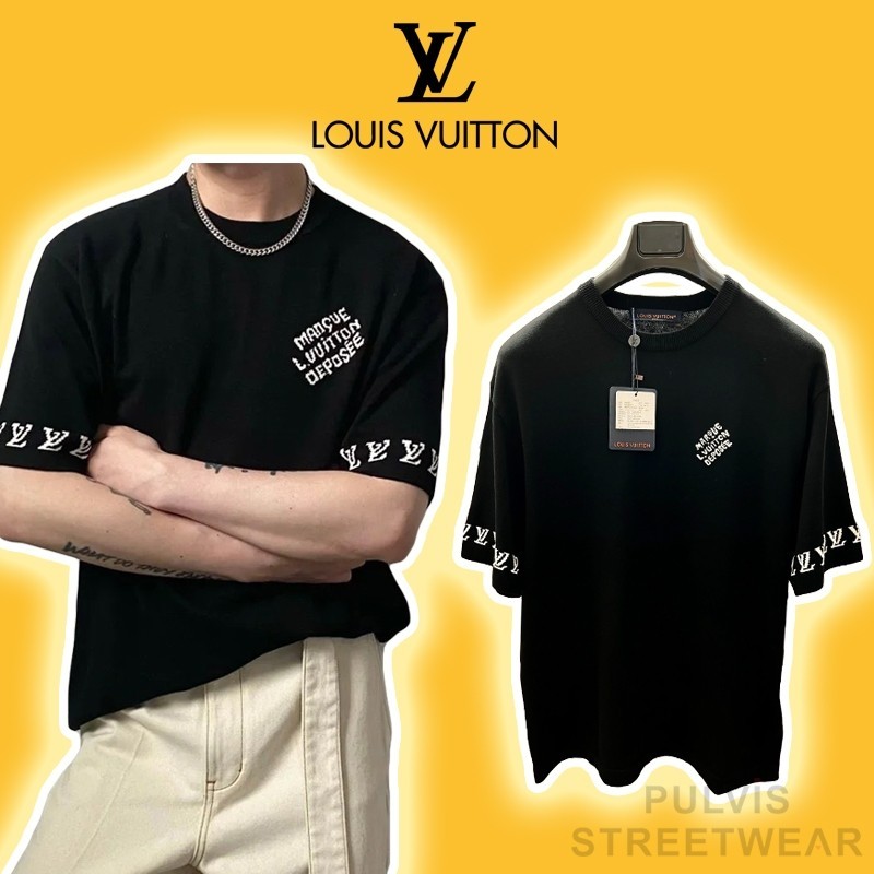 ️ คุณภาพกระจก ] - LV Luon Vuituoi Logo Short-Sleeve Cotton Crewneck T-Shirt, tee Shirt, Men 'S T-Sh