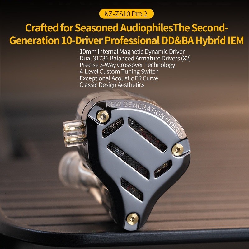 Kz ZS10 Pro 2 อัพเกรดใหม ่ 10 หน ่ วยแหวนเหล ็ กชุดหูฟังไฮไฟอินเอียร ์ เกมอีสปอร ์ ตสดหูกลับ