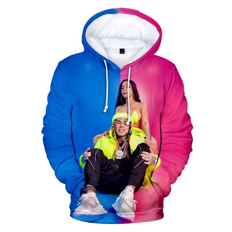 ❤️ 3D 6Ix9ine YAYA อัลบั้ม Hoodies เสื้อกันหนาว Casual Streetwear Cool แฟชั่น Rapper ผู้หญิง/ผู
