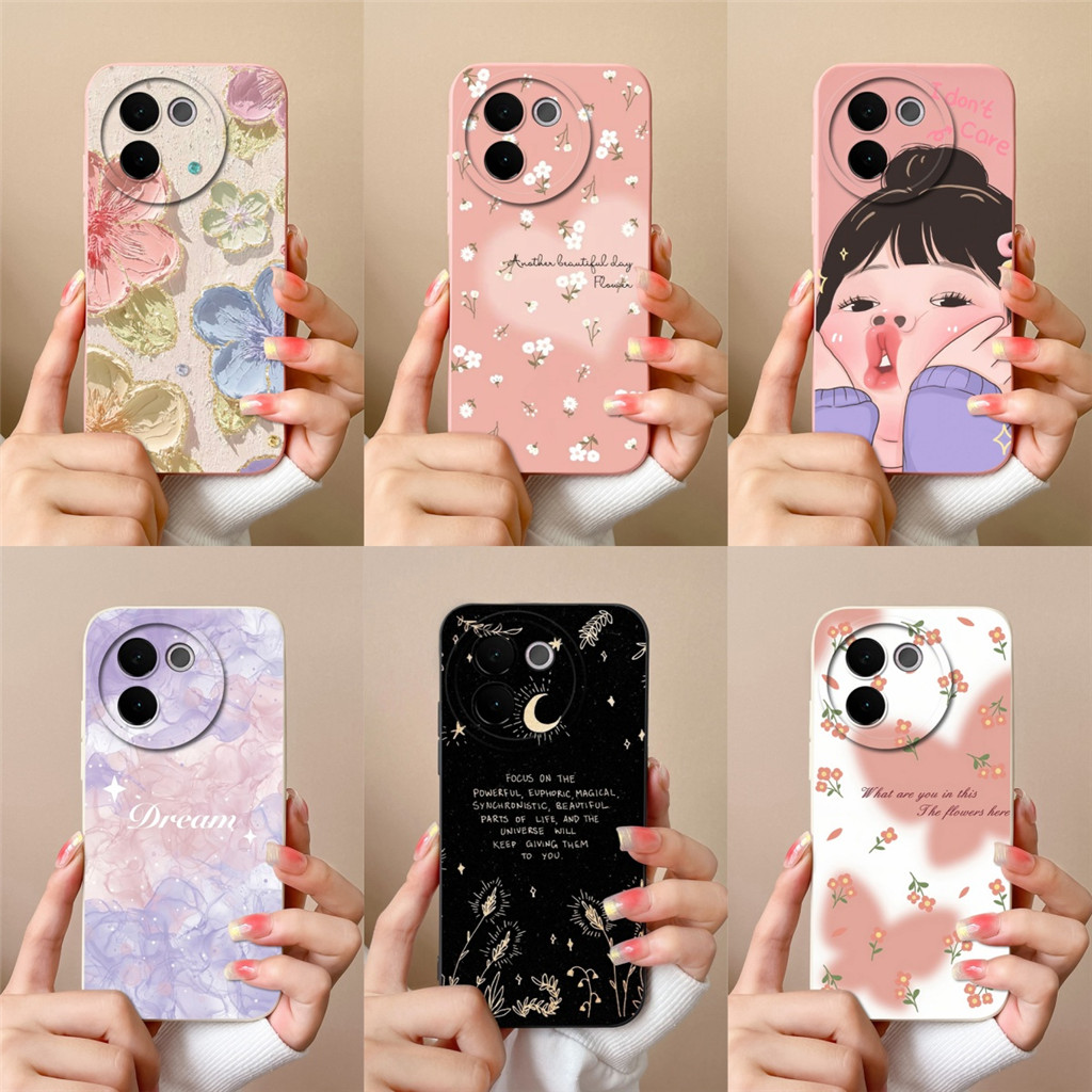 สําหรับ Vivo V60 V50 Lite V40 V30 V30e V40e V50E Pro Lite SE 5G 4G กรณีน่ารักดอกไม้สําหรับ Vivo V 60
