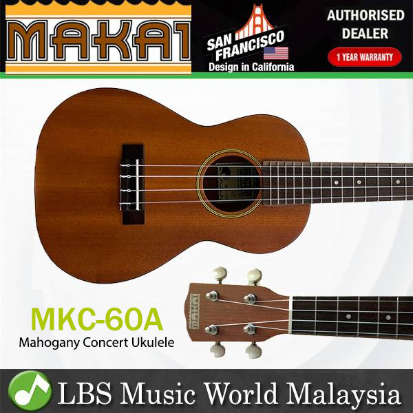MAKAI MKC-60A อูคูเลเล่คอนเสิร์ตมะฮอกกานีพร้อมเข้าเล่มสีดํา (MKC60A)