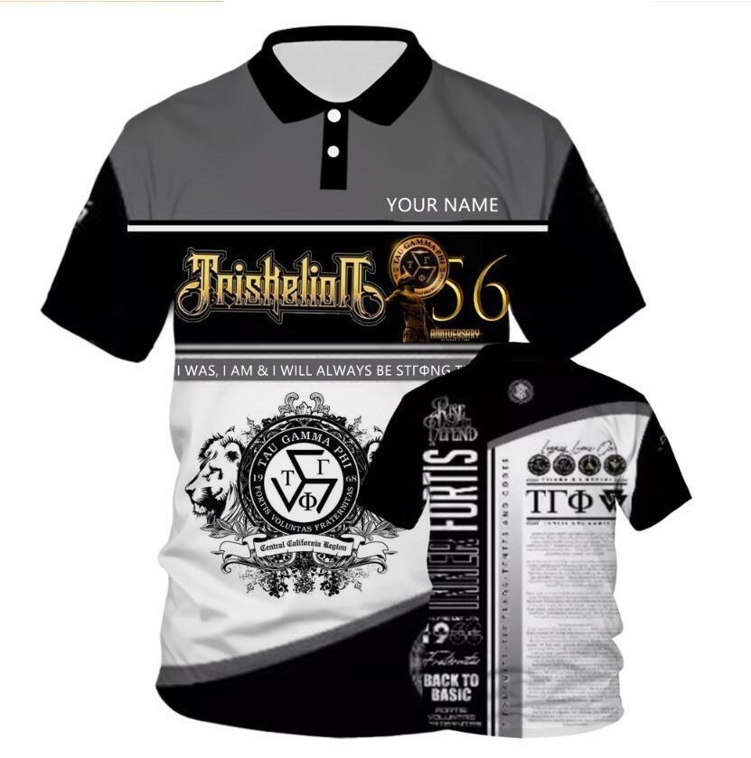 TAU GAMMA PHI NEW EDITION FULL SUBLIMATION TRISKELION 56TH ANNIVERSARY 3D CUSTOM POLO SHIRT